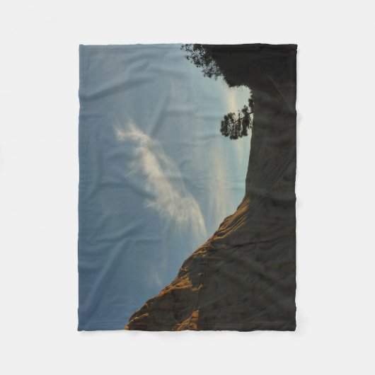 ローントーレイパインカリフォルニアサンセットランドスケープ フリースブランケット (正面)