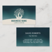 ローンハ気にンズ保持木ティール（緑がかった色）造園  名刺 (正面/裏面)