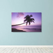 ローンパームツリーアットサンセットココナッツグローブビーチ2 キャンバスプリント (インサイチュ (ウッドフロア))