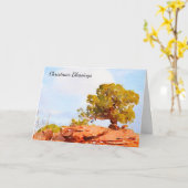 ローンピニオンパインツリークリスマスベルシングホリデー カード (黄色い花)