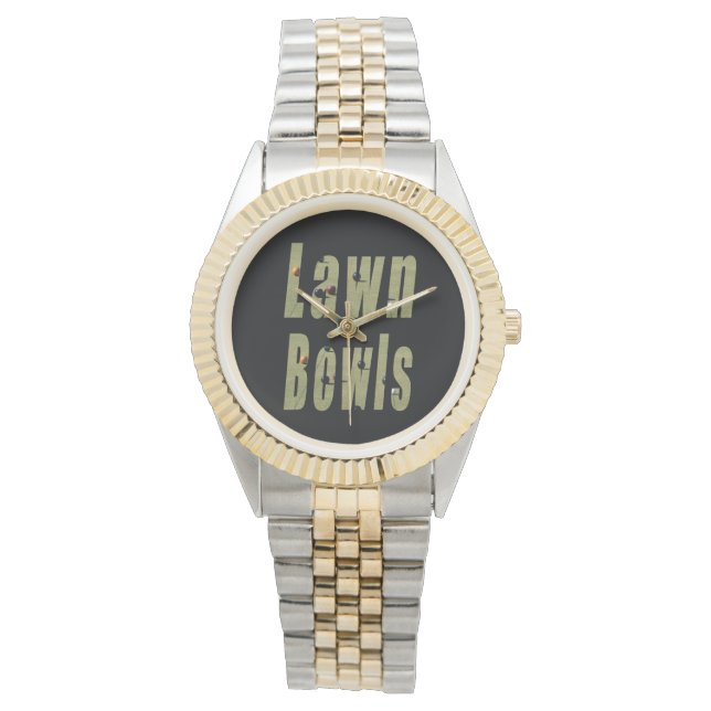 ローンボウルの立体的なロゴ 腕時計 (正面)