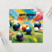 ローンボウルカラースプラッシュ、フラット誕生日カード カード (正面/裏面インサイチュ)