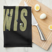 ローンボウル写真ロゴ、ブラック キッチンタオル (四つ折り)