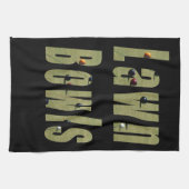 ローンボウル写真ロゴ、ブラック キッチンタオル (横)