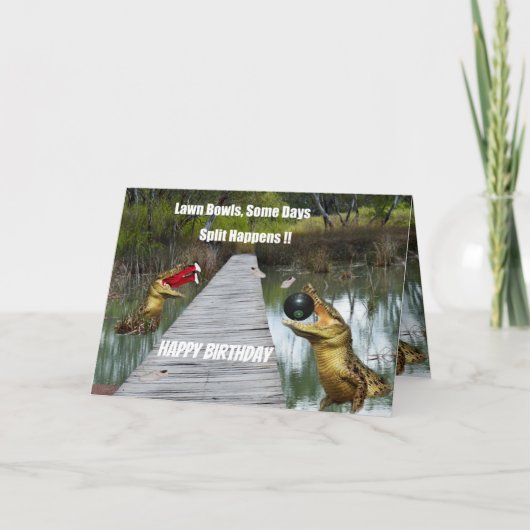 ローンボウルAustraliaスプリットが発生する、誕生日カード カード (正面)