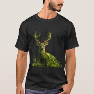 ローンポリ グリーンシカ — ジオメトリック 森の野生 Tシャツ