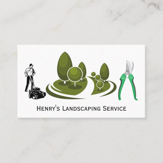 ローンモア付きガーデナー | 造園 名刺 (正面)