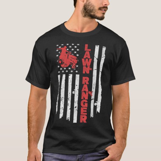 ローンモア米国国旗USAガーデン芝刈り法 Tシャツ (正面)