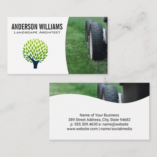 ローンモア | 様式化されたツリーロゴ 名刺 (正面/裏面)