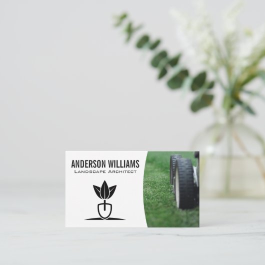 ローンモア | 造園ロゴ 名刺 (スタンド正面)