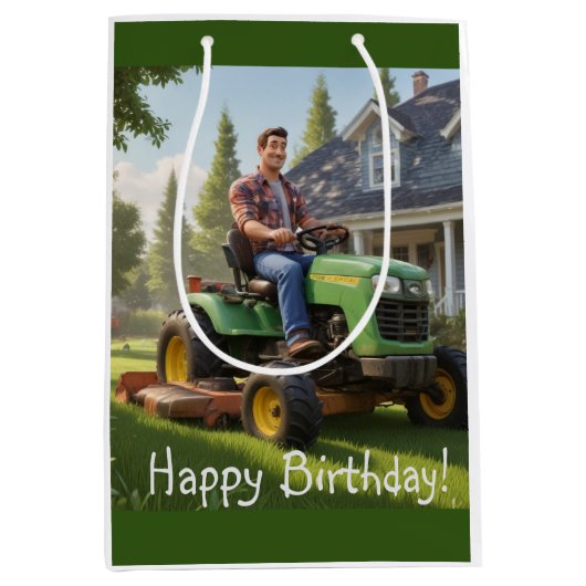 ローンモーワーマン誕生日 ミディアムペーパーバッグ (正面)