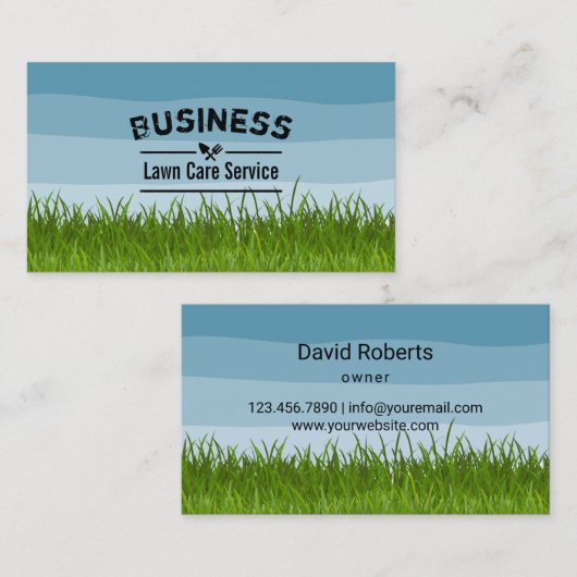 ローン気に&造園サービス（青のシェード） 名刺 (正面/裏面)