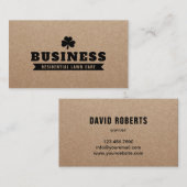 ローン気に&造園·クローバー·ロゴ素朴Kraft 名刺 (正面/裏面)