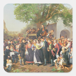 ロー結婚オーストリアの農夫(キャンバス上の油) スクエアシール