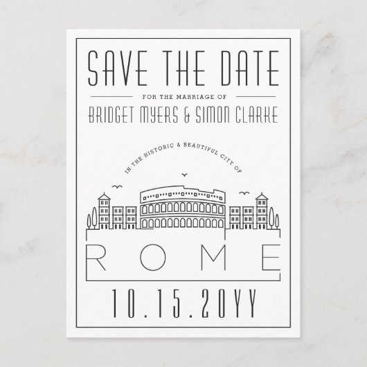 ロー結婚マ |スタイル設定されたスカイライン日付を保存 ポストカード (正面)