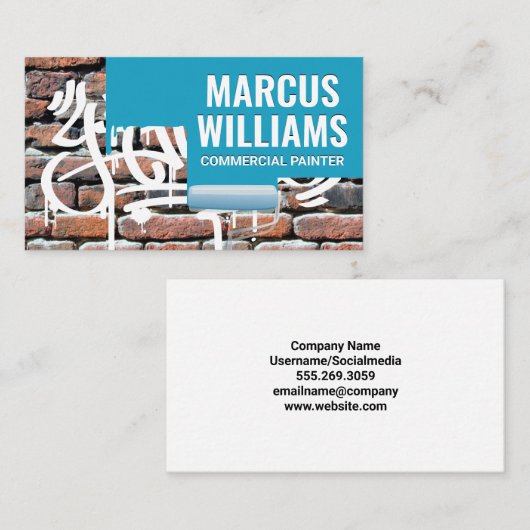 ロー絵を描ラ | グラフィティ絵を描を施したレンガの壁 名刺 (正面/裏面)