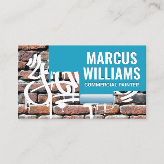 ロー絵を描ラ | グラフィティ絵を描を施したレンガの壁 名刺 (正面)