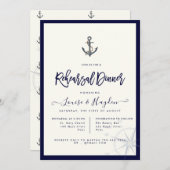 ロー航海のプいかりネイビーブルーリハーサルディナー 招待状 (正面/裏面)