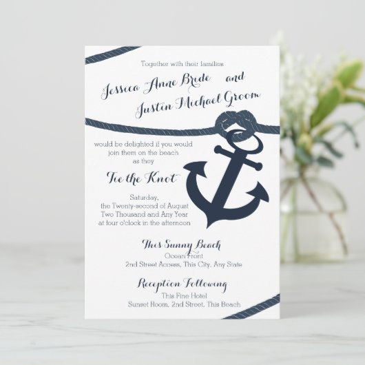 ロー航海のプといかりダークネイビー結婚ズ 招待状 (スタンド正面)