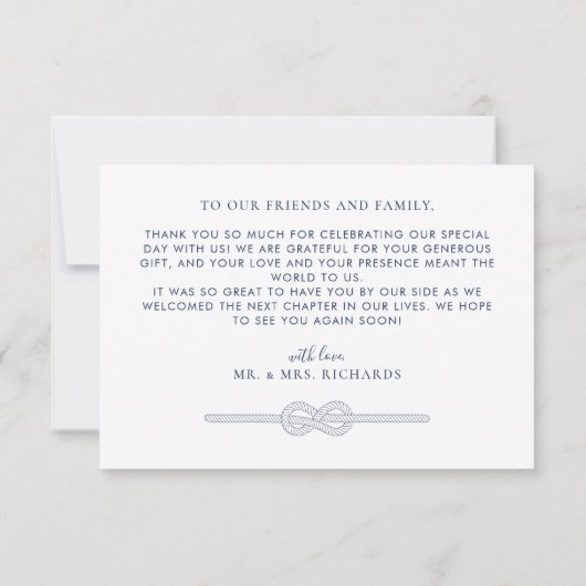 ロー航海のプの結びモダン目の結婚数 サンキューカード (裏面)