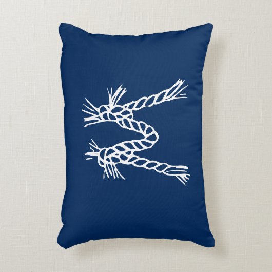 ロー航海のプノットブルーカスタムホワイト アクセントクッション (正面(垂直))
