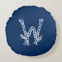 ロー航海のプノットブルーカスタムホワイト ラウンドクッション