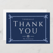 ロー航海のプフォーマルネイビーありがとう サンキューカード (正面/裏面)