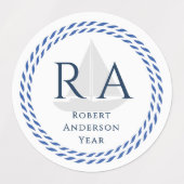 ロー航海のプモノグラムホワイト ラベル (デザイン2)