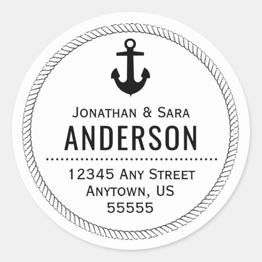 ロー航海のプ及びいかり差出人住所 ラウンドシール (正面)