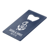 ロー航海のプ&いかりパーソナライズされた結婚式の引き出物 クレジットカード栓抜き (正面アングル)