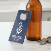 ロー航海のプ&いかりパーソナライズされた結婚式の引き出物 クレジットカード栓抜き