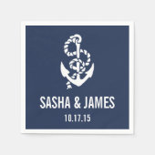 ロー航海のプ&いかりパーソナライズされた スタンダードカクテルナプキン (正面)