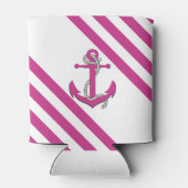 ロー航海のプ/ピンクいかり付きライトピンクストライプ 缶クーラー (裏面)