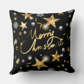 ロー鍵ラグジュアリー金ゴールドブラックファッションメリークリスマス クッション (裏面)