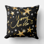 ロー鍵ラグジュアリー金ゴールドブラックファッションメリークリスマス クッション (正面)