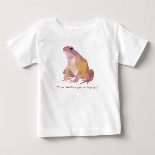 ロー・ポリ・フロッグ「絶対に宝石ですからね」 ベビーTシャツ (正面)
