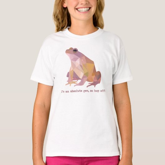 ロー・ポリ・フロッグ「絶対に宝石です」キッズ Tシャツ (正面)