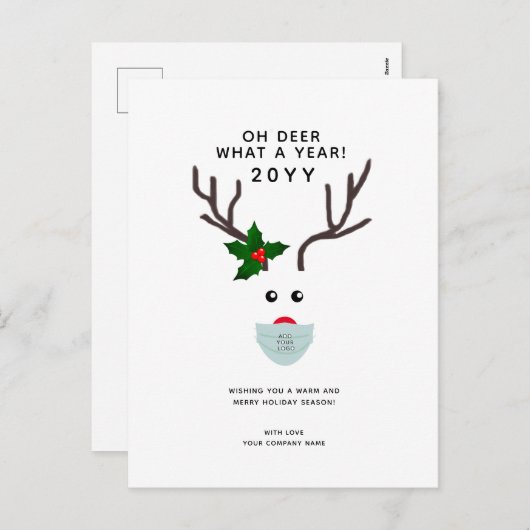 ロ企業のゴクリスマストナカイ写真なし シーズンポストカード (正面/裏面)