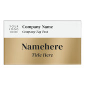 ロ企業のゴモダンシンプルフェイク金ゴールドのビッグタイトル 名札 (正面)