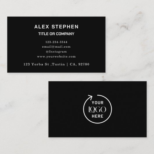 ロ企業のゴ |ブラックミニマルプロフェッショナル 名刺 (正面/裏面)