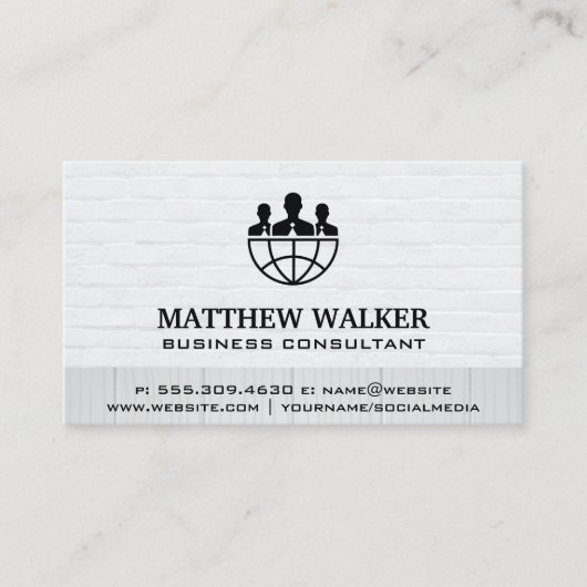 ロ企業のゴ |レンガの壁の木材 名刺 (正面)