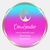 ロ感謝していゴヨガマインドフルネスショップ金ゴールドピンクブルー ラウンドシール (正面)