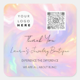 ロ感謝していゴQrCodeオンラインショップホログラフィック スクエアシール