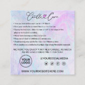 ロ気にウソクの説明とお客様に感謝 スクエア名刺 (正面)