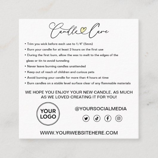 ロ気に気にウソクの説明 スクエア名刺 (正面)