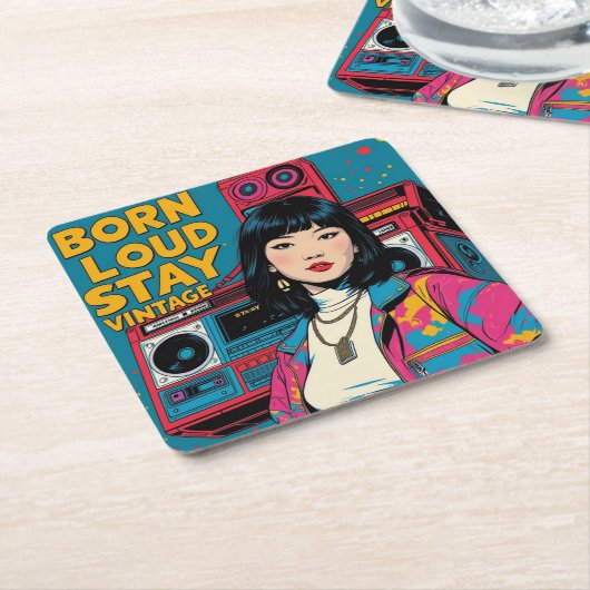 ロ生まれードステイヴィンテージ スクエアペーパーコースター (アングル)