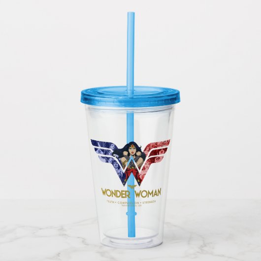 ロ疑問に思ゴコラージュの女性 アクリルタンブラー (正面)