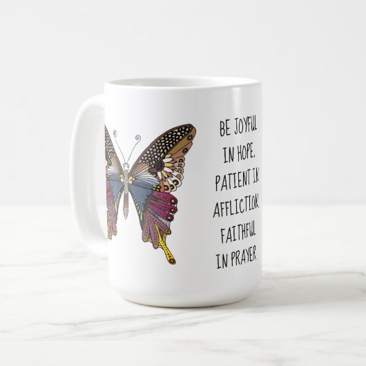 ロ色彩の鮮やかマス12:12の詩を持つ蝶 コーヒーマグカップ (正面左)