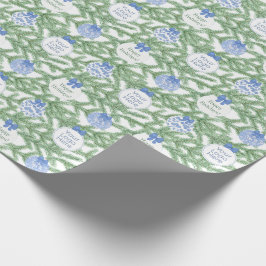 ロ頭が切れる企業のゴ青と白のハッピーホリデー ラッピングペーパー