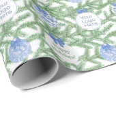 ロ頭が切れる企業のゴ青と白のハッピーホリデー ラッピングペーパー (ロールコーナー)